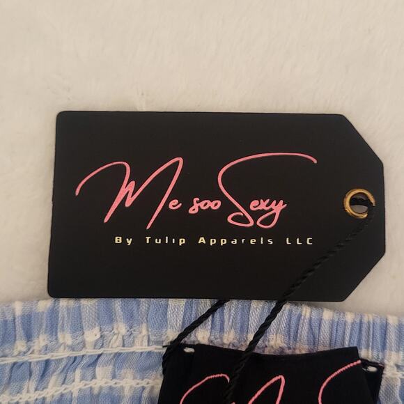 Sky Blue Gingham Milkmaid Cottagecore Countrycore Dorothy Smocked Top Sz M NWT - Picture 5 of 7